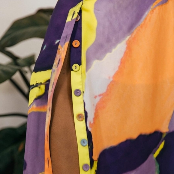 The Drop Multi Abstract Print Button Midi Dress Size 2X NWT P2P 23.5 In - Picture 5 of 8